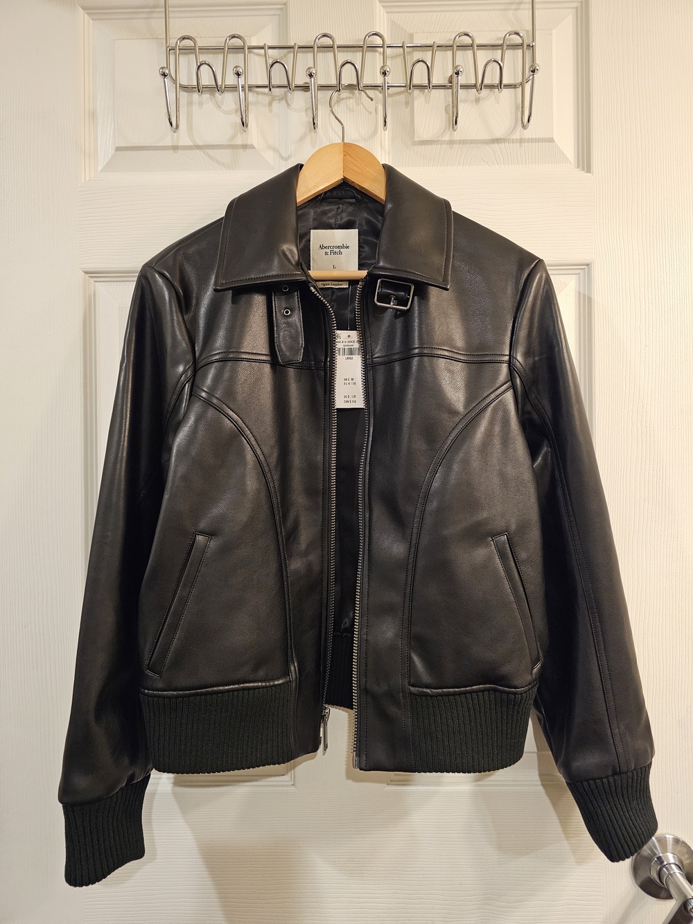 Abercrombie & Fitch Black Vegan Leather Bomber Jacket